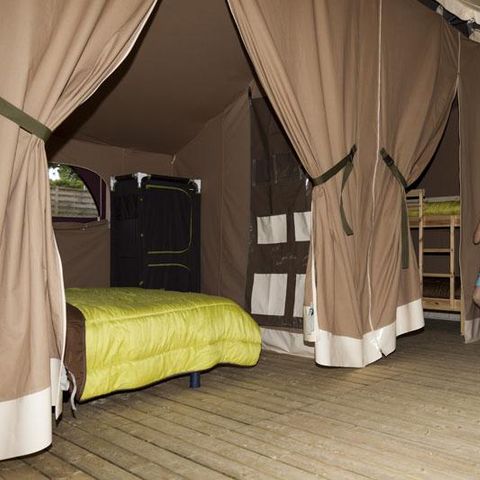 CANVAS AND WOOD TENT 5 people - NIAGARA Lodge 40m² with bathroom (Wednesday to Wednesday)
