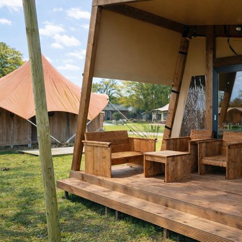 Canvas and wooden tent 5 persons - Tribe lodge tent with private sanitary facilities
