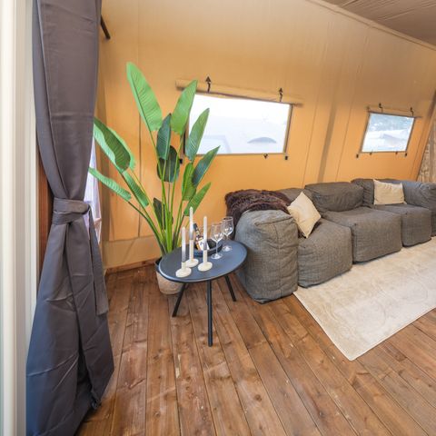 Canvas and wooden tent 5 persons - Tribe lodge tent with private sanitary facilities