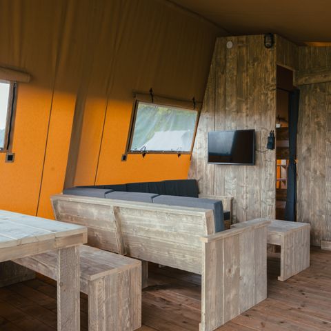 Canvas and wooden tent 5 persons - Tribe lodge tent with private sanitary facilities