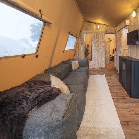 Canvas and wooden tent 5 persons - Tribe lodge tent with private sanitary facilities