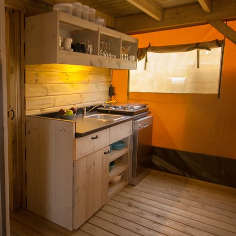 Canvas and wooden tent 8 persons - Sea buckthorn