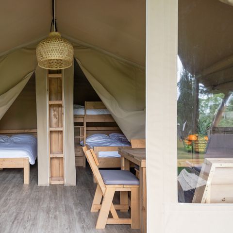 Canvas and wooden tent 5 persons - the Reeënsprong (3+2)