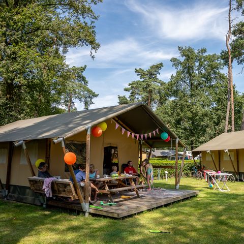 Canvas and wooden tent 6 persons - including sanitary facilities