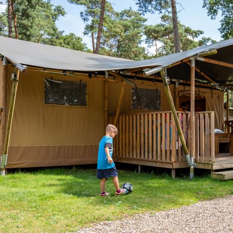 Canvas and wooden tent 5 persons - including sanitary facilities