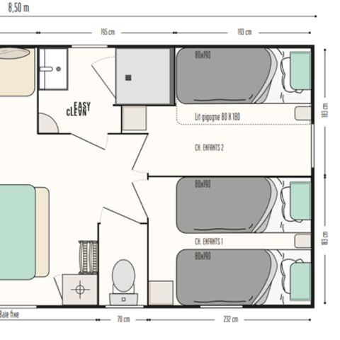 Bungalow 6 persons - Mobile home Riviere 3 enclosed