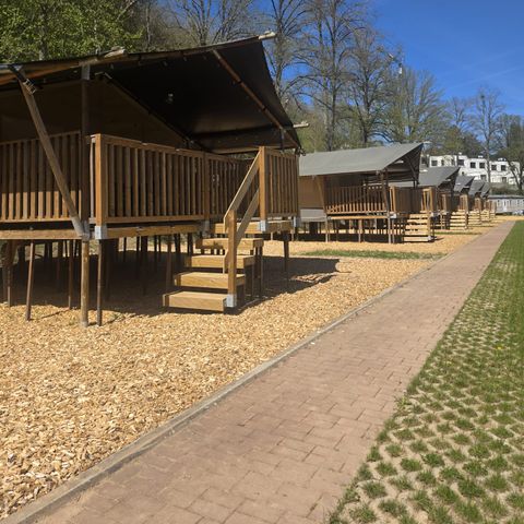 Canvas and wooden tent 4 persons - including sanitary facilities