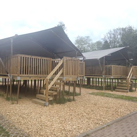 Canvas and wooden tent 6 persons - including sanitary facilities