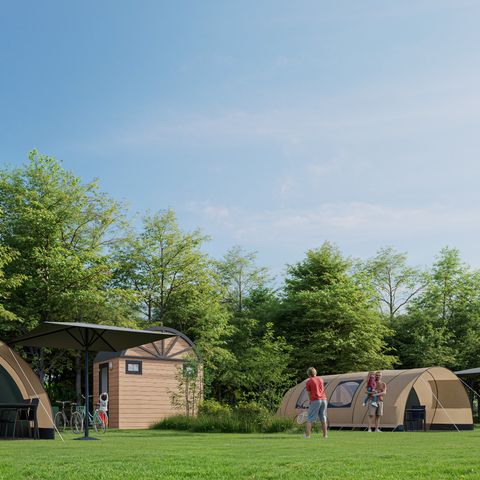 TENT 6 people - De Waard tunnel tent with private sanitary facilities