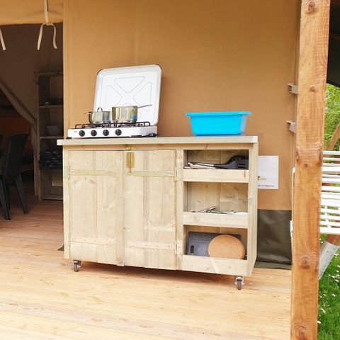 Canvas and wooden tent 6 persons
