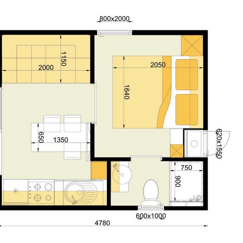 Mobile home 2 persons - Mobile-home | Comfort | 1 Bedrooms | 2 Pers. | Raised terrace | Air conditioning | TV
