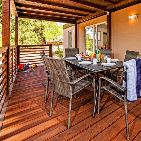 Mobile home 4 persons - | Comfort XL | 2 Bedrooms | 4 Pers | Raised terrace | 2 bathrooms | Air conditioning | TV