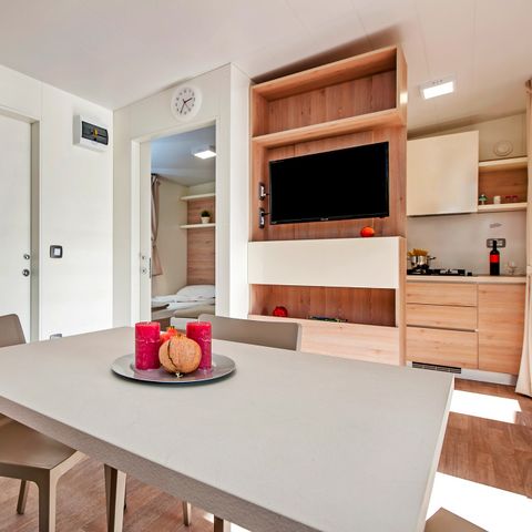 Mobile home 4 persons - | Comfort XL | 2 Bedrooms | 4 Pers | Raised terrace | 2 bathrooms | Air conditioning | TV