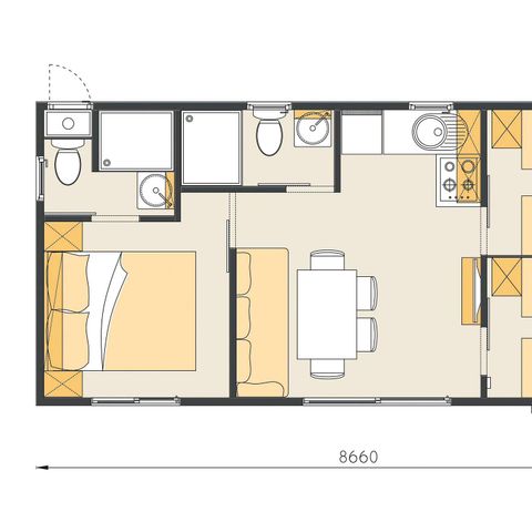 Mobile home 6 persons - Mobile-home | Comfort | 3 Bedrooms | 6 Pers | Raised terrace | 2 bathrooms | Air conditioning | TV