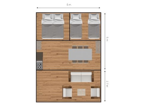 Canvas and wooden tent 6 persons - Safari tents without sanitary facilities