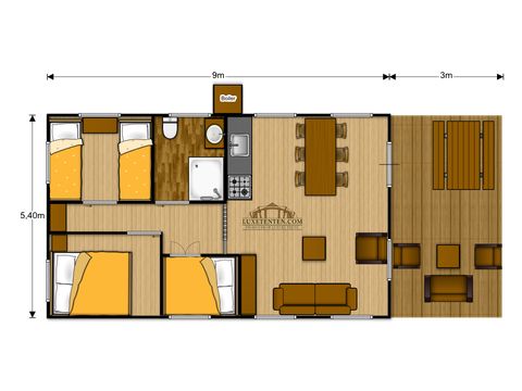 CANVAS AND WOOD TENT 6 people - Bos Lodge