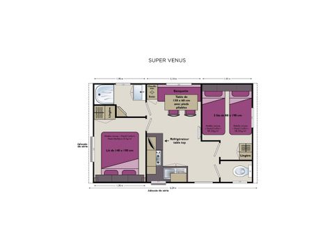 MOBILE HOME 4 people - Super Venus 22.9m² - 2 bedrooms