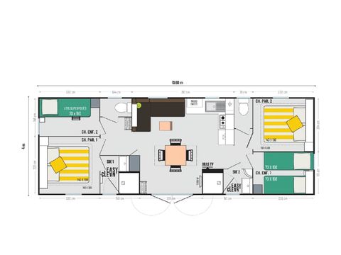 Mobile home 8 persons - Cottage Privilège 4Ch 8pers