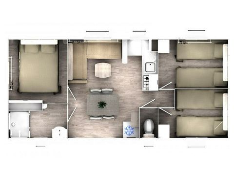 MOBILE HOME 7 people - COMFORT - 3 bedrooms with air conditioning + TV