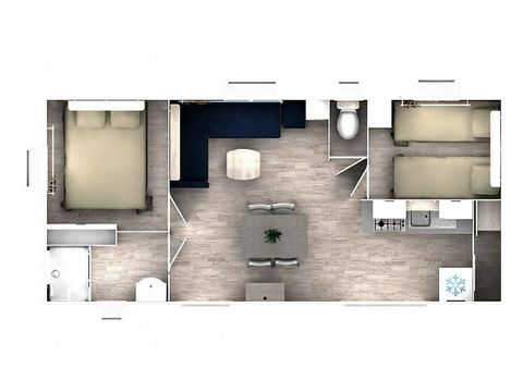 MOBILE HOME 5 people - COMFORT - 2 bedrooms with air conditioning + TV