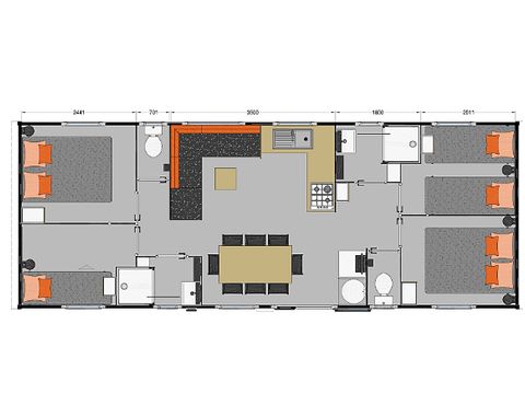 MOBILE HOME 8 people - COMFORT - 4 bedrooms with air conditioning + TV + 2 bathrooms