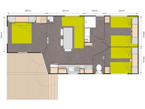 MOBILE HOME 6 people - Grand confort Tamaris 6 people - 3 bedrooms, air conditioning, television