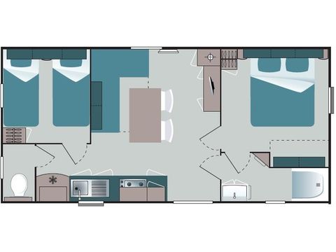 MOBILE HOME 6 people - 2 bedrooms and convertible lounge + air conditioning