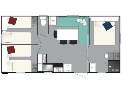 MOBILE HOME 6 people - 3 bedrooms + air conditioning
