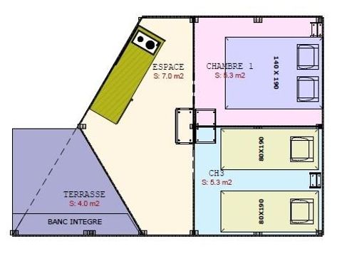 CANVAS BUNGALOW 4 people - 2 rooms - no sanitary facilities