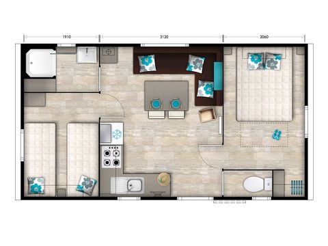MOBILE HOME 5 people - AUTHENTIC - TV - PLANCHA