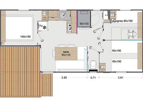 MOBILE HOME 6 people - COTTAGE PREMIUM - Les Pins | 6 pers.