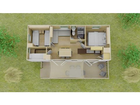 Mobile home 6 persons - Mobile-home | Premium | 3 Bedrooms | 6 Pers. | Raised terrace | Air-con.