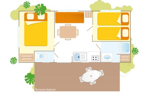 MOBILE HOME 4 people - Classic | 2 Bedrooms | 4 Pers. | Raised terrace | Air-con.