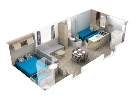Mobile home 6 persons - Mobile-home | Premium | 2 Bedrooms | 4/6 Pers. | Raised terrace | Air-con.