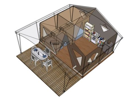 Glamping tent 5 persons - 2-bedroom canvas bungalow Canada - no sanitary facilities