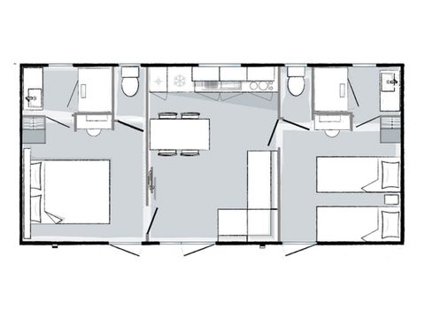 MOBILE HOME 6 people - Mahana sleeps 6 2 bedrooms 2 bathrooms 33m² living area