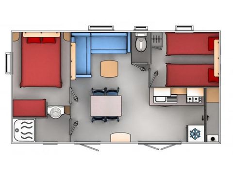 MOBILE HOME 6 people - 2 bedrooms - TV + Air conditioning