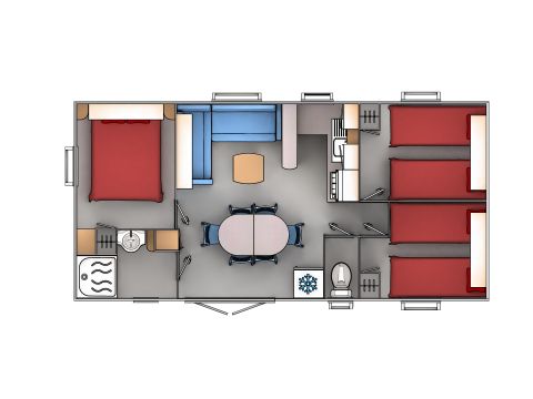 MOBILE HOME 6 people - 3 bedrooms - TV + Air conditioning