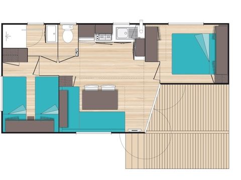 Mobile home 4 persons - Classic XL | 2 Bedrooms | 4 Pers. | Single terrace | Air conditioning | TV
