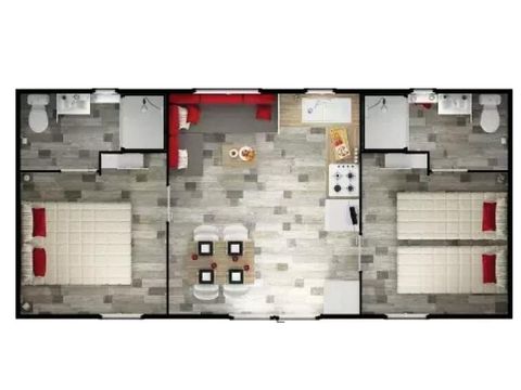 Mobile home 4 persons - Duo Premium 3 Rooms 4 People Jacuzzi + Air Conditioning + TV