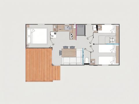 MOBILE HOME 6 people - COMFORT - 3 bedrooms - TV - CLIM - LV