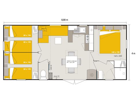 MOBILE HOME 6 people - Homeflower Premium 3 bedrooms with covered terrace + Dishwasher