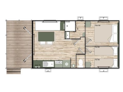 MOBILE HOME 4 people - Premium - 35 m² (2 bedrooms) + Covered terrace