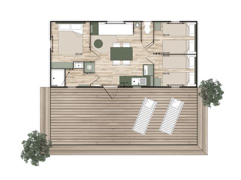 MOBILE HOME 6 people - Premium - 33 m² (3 bedrooms) + Covered terrace