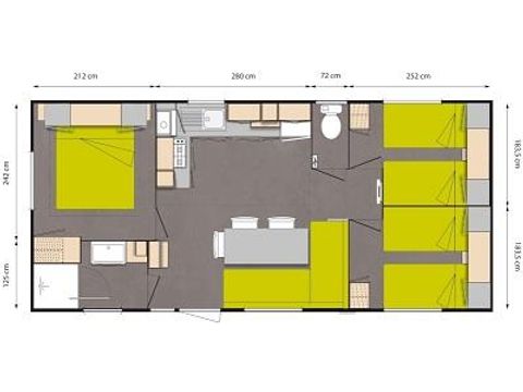 MOBILE HOME 6 people - Mobil-home Forêt 34.5m² (3 bedrooms) (over 10 years old) + Terrace + TV 4/6 pers