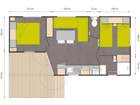 Mobile home 4 persons - Integrated cottage 27.5m²/ Wednesday to Wednesday
