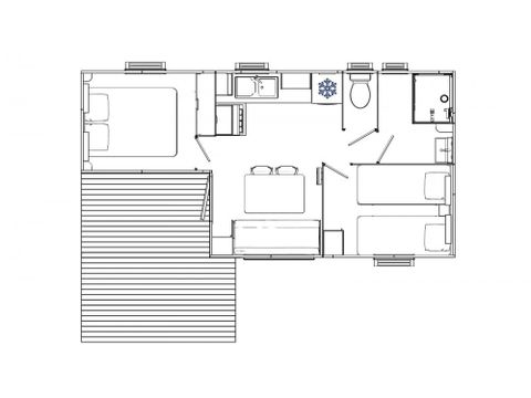 MOBILE HOME 6 people - Comfort | 2 Bedrooms | 4/6 Pers. | Raised terrace | Air conditioning