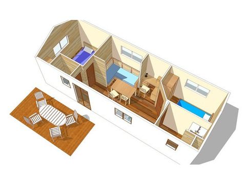 Mobile home 4 persons - Mobile-home | Comfort XL | 2 Bedrooms | 4 Pers | Raised terrace | Air conditioning | TV