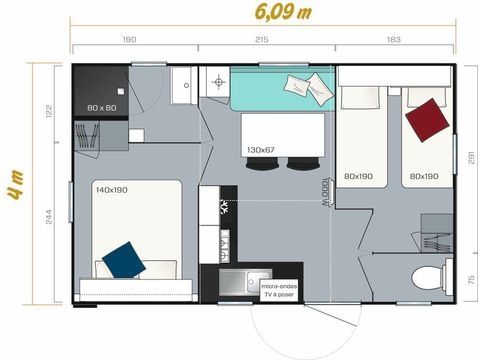 Mobile home 4 persons - Venus Clim 22m² 4 people
