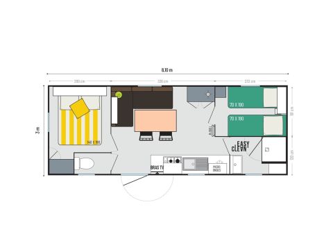 Mobile home 6 persons - Mobile-home | Premium | 2 Bedrooms | 4/6 Pers. | Elevated Terrace| Air-conditioning